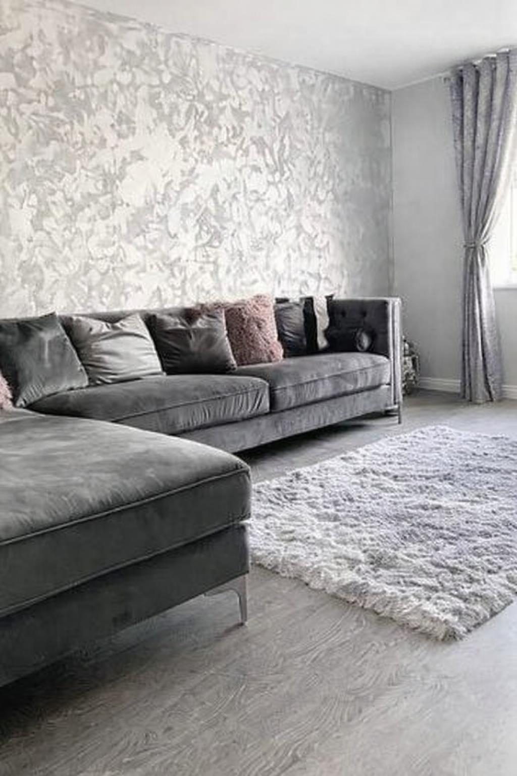 Silver metallic decorative feature wall