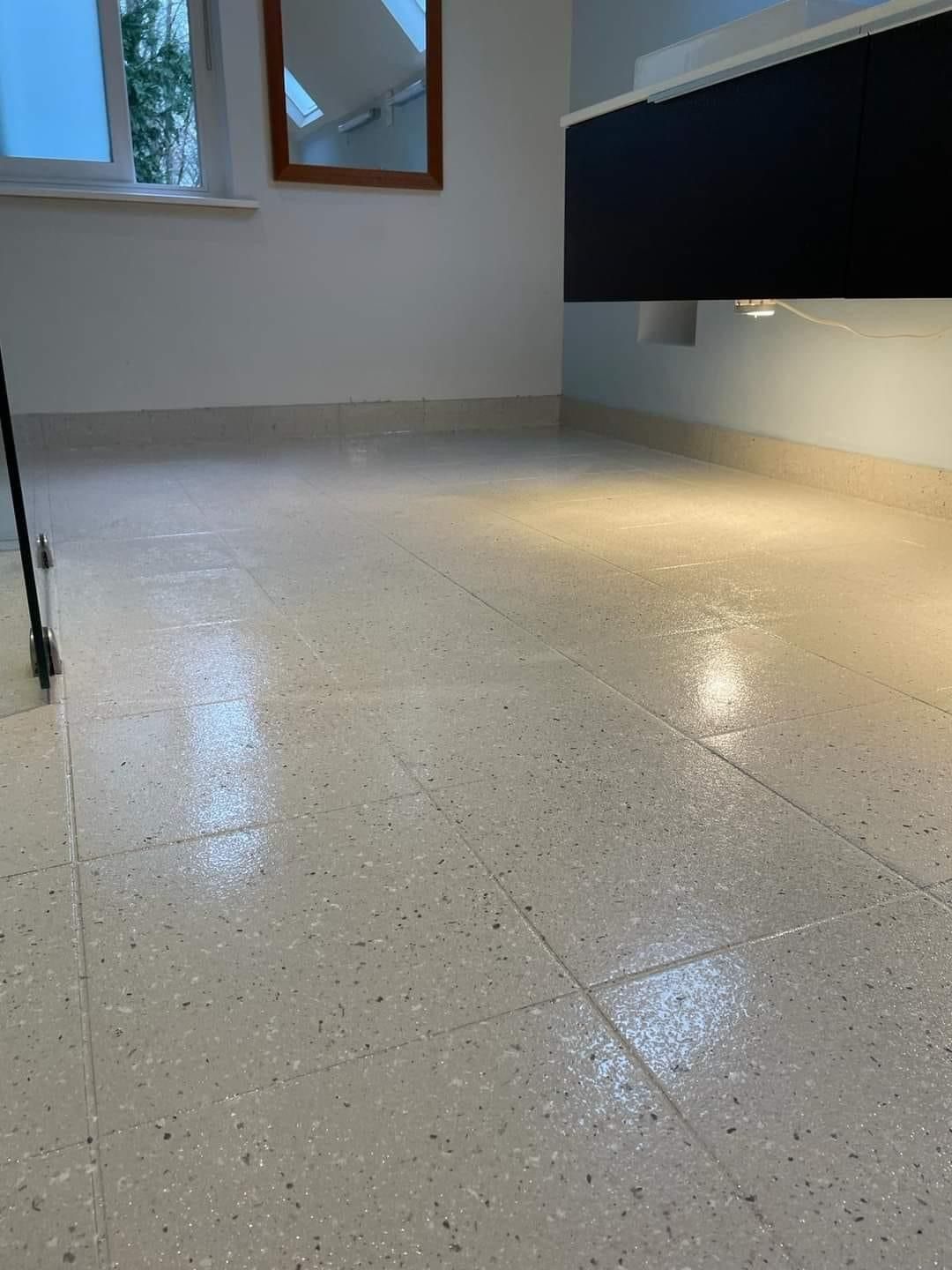 Spray granite floor